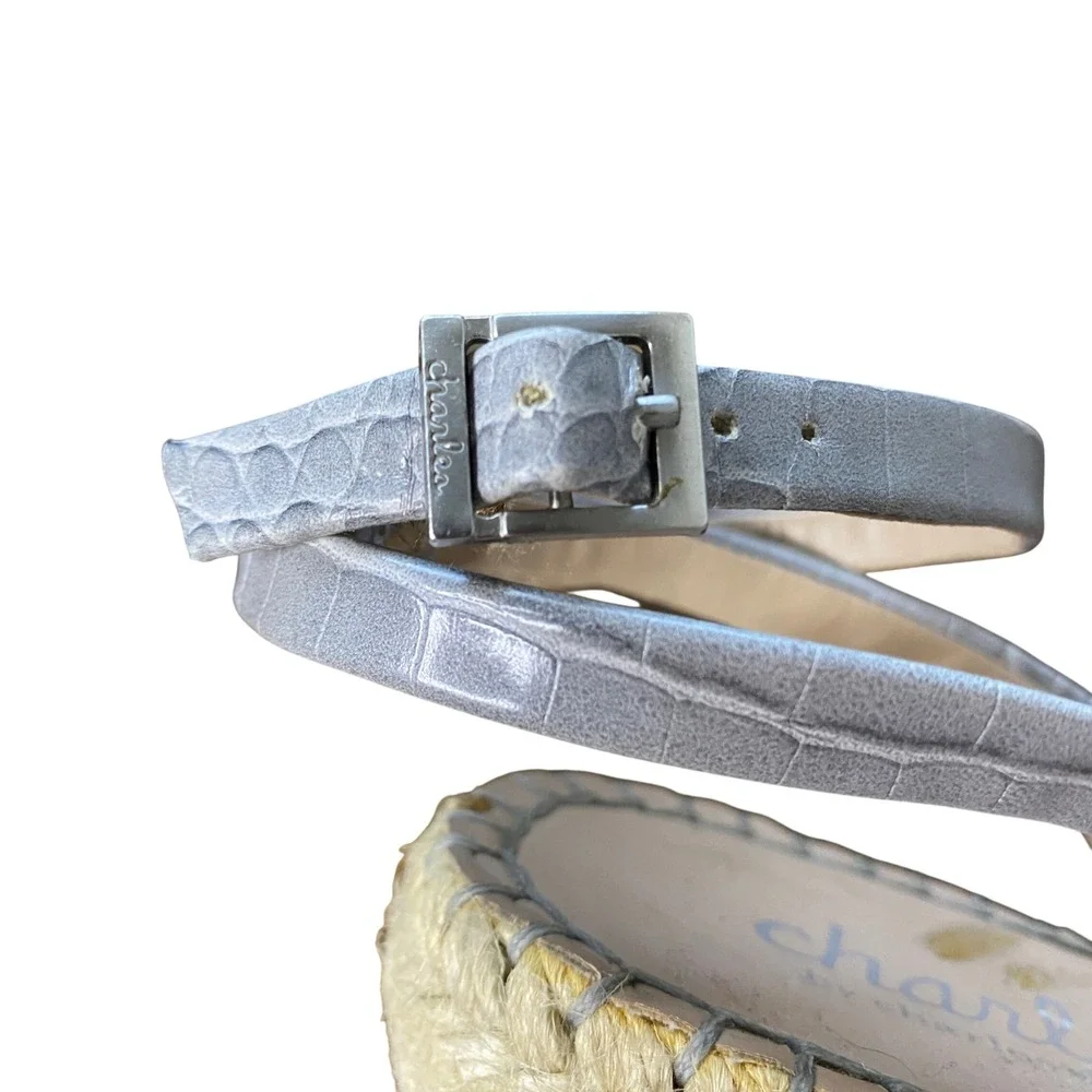 Charles by Charles David Silver Croc Embossed Espadrille‎ Wedge Sandals  9
